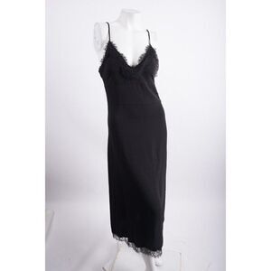 Red Valentino Womens Slip Dress Lingerie Lace trim US 4 IT 40 Black Midi NWT